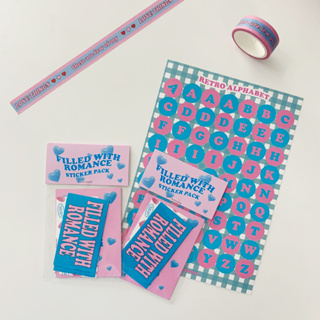 (พร้อมส่ง🌷) โปสการ์ด Korean Ins Pink Blue New English Letters Love Sticker!