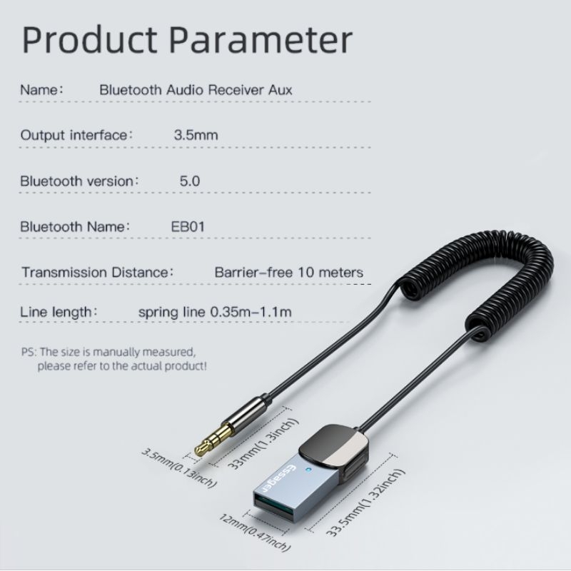 essagerอะแดปเตอร์รับสัญญาณเสียงไร้สายบลูทูธ-5-0-aux-usb-to-3-5-มม-ตัวรับสัญญานบลูทูธ-bluetooth-audio-receiver-aux