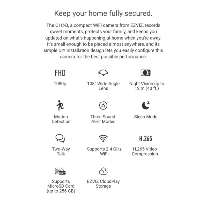 กล้องezviz-c1c-b-ความละเอียด2ล้าน