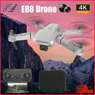 E88 โดรน HD ถ่ายภาพทางอากาศ UAV พับได้ 360 องศาในเที่ยวบินต่อเนื่อง  วิดีโอการถ่ายภาพ WIFI กล้องจิ๋ว