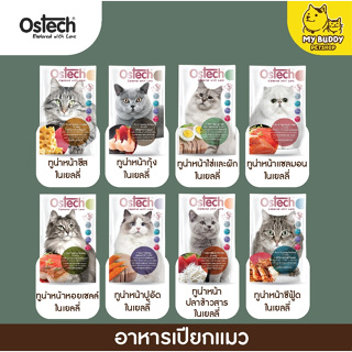 Ostech อาหารเปียกแมวแบบซองในเยลลี่ 8 รสชาติ