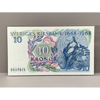 ธนบัตรรุ่นเก่าของประเทศสวีเดน ชนิด10Kronor ปี1968 UNC