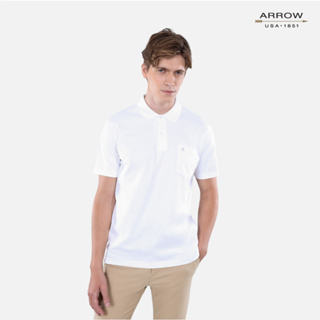 ARROW POLO เสื้อยืดโปโล ทรง COMFORT FIT ผ้าCotton 100% สีขาว MPCC815S3CRWH