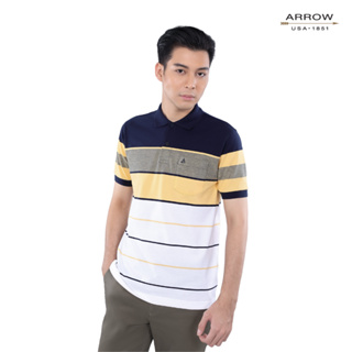 ARROW POLO เสื้อยืดโปโล ทรง COMFORT FIT Cotton 100% สีกรม MPCC530S3CSNV