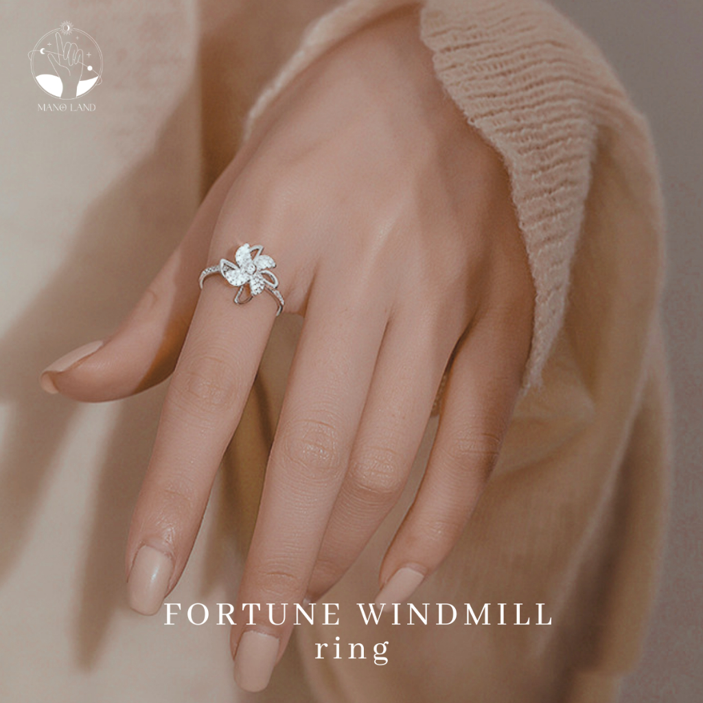 MNL💗Fortune Windmill แหวนกังหันดอกไม้แห่งความโชคดี แหวนแฟชั่น เงินแท้ ...