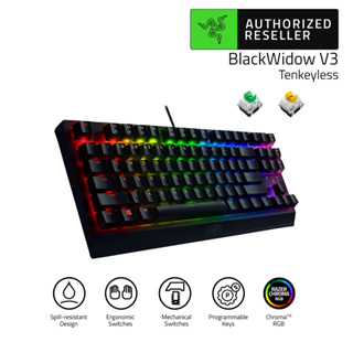 สินค้า Razer Blackwidow V3 Tenkeyless Green & yellow Mechanical Switches Chroma RGB Gaming Keyboard (Tactile&Clicky/Linear&Silent) (คีย์บอร์ดเกมมิ่ง)