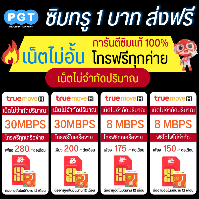 ภาพหน้าปกสินค้าซิมเทพTrue ซิมทรู ซิมน็ตไม่จำกัด ความเร็ว 4Mb 15Mb 20Mb 30Mb ไม่ลดสปีด+โทรฟรีทุกเครือข่าย24ชม.ใช้ได้ทุกพื้นที่ นาน 6 เดื จากร้าน programthanarich บน Shopee