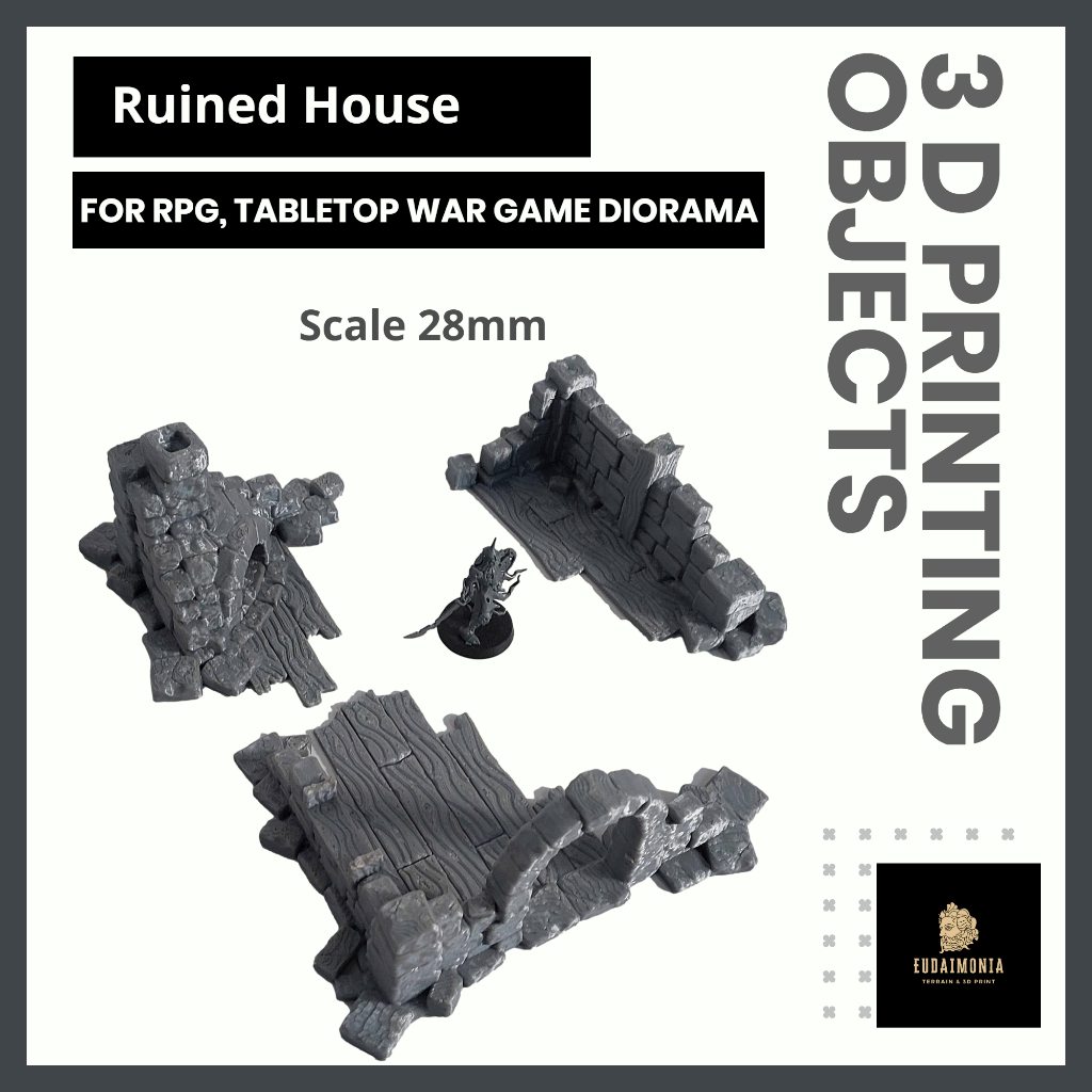 ruined-house-model-terrain-โมเดลบ้าน-สำหรับ-trpg-table-top-war-games-warhammer