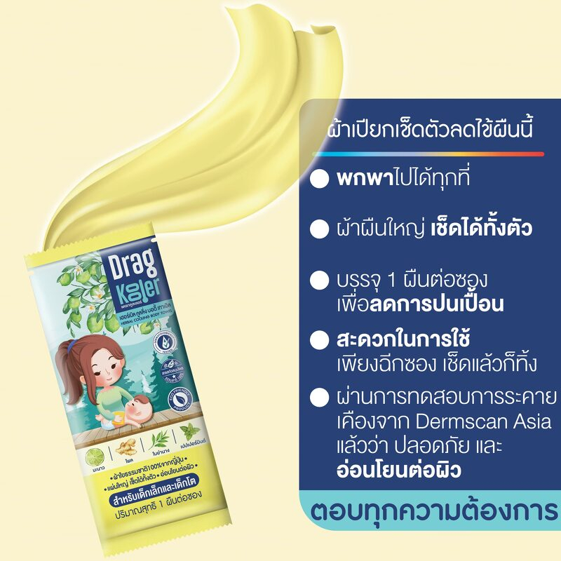 สินค้าทดลอง-นวัตกรรมใหม่-ผ้าเปียกสมุนไพรเช็ดตัวลดไข้-dragkooler-สินค้าทดลอง-1ชิ้น