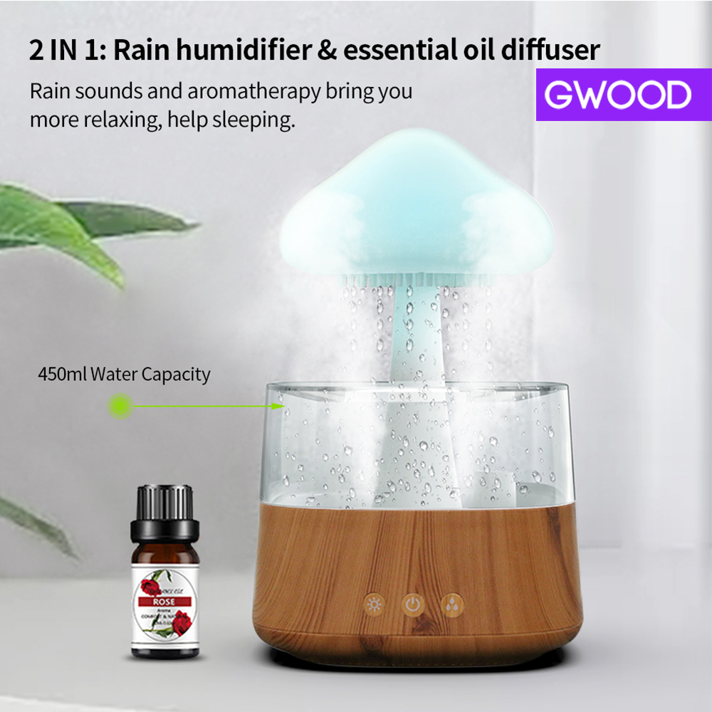Rain Drop Humidifier ไฟ LED กลางคืน USB เครื่องกรองน้ำมันหอมระเหยสำหรับ ...