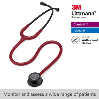 3M Littmann Classic III 27 inch, #5868 (Burgundy Tube, Black-Finish Chestpiece Stainless Stem & Eartubes)