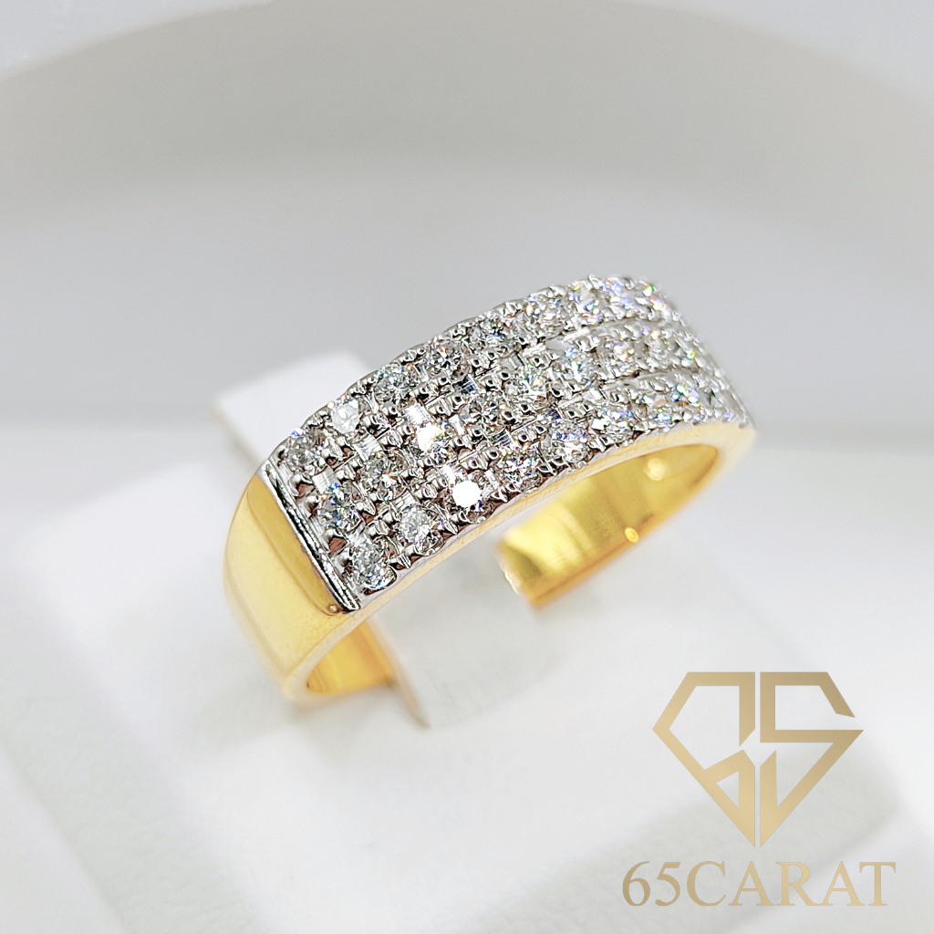 65carat-แหวนเพชรแท้-แหวนเพชรแท้เบลเยี่ยม-0-55กะรัต-แหวนสามแถวดีไซน์เรียบหรู-รหัสr51