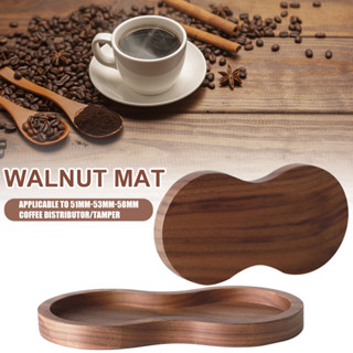 ☕ไม้วอลนัทที่จับแทมเปอร์กาแฟ Espresso Tamper Distributor Mat Stand Coffee Maker รองรับฐานสำหรับ 51/53/58MM Barista Tool