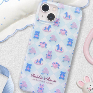 Rubbie’s room sweet heart phone case เคสไอโฟนสีฟ้าพาสเทลลายน้องหมีหัวใจ