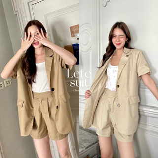 chuuchop_พร้อมส่ง(C8115)⛰️🪑🧹Lete suit ชุดเซ็ต เสื้อสูทแขนสั้น &amp; กางเกงขาสั้น