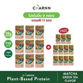 CHARNN โปรตีนจากพืช Plant based Protein MatCha  ฌาน โปรตีนพืช 100% รสมัทฉะ (แพ็ค 9 กล่องแถม 11 ซอง)