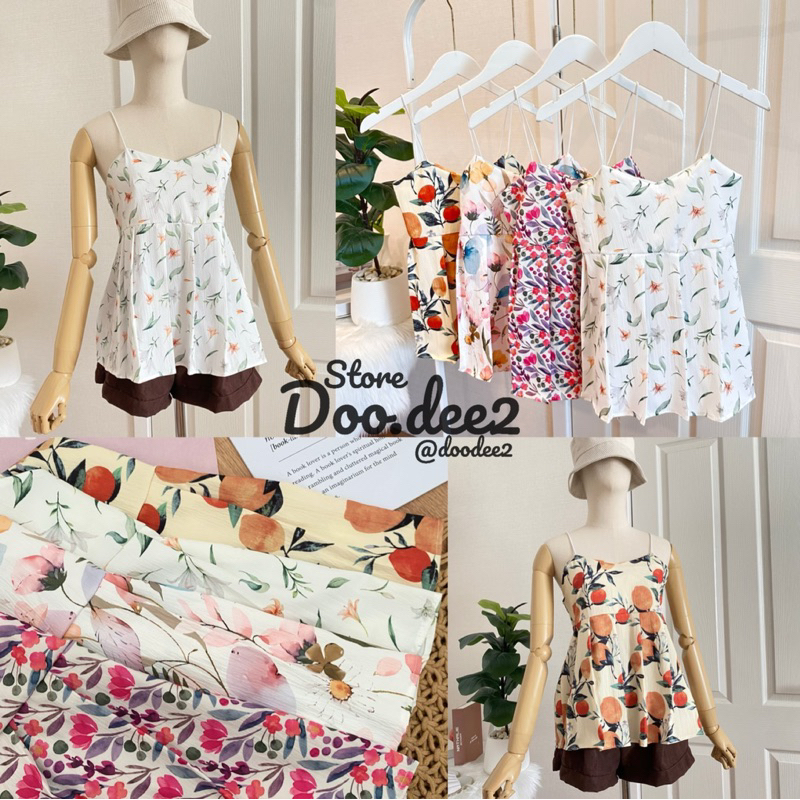 doodee2-เสื้อสายเดี่ยว-สายสปาเกตตี้-จับจีบระบายหน้า-ลายสวยมาก