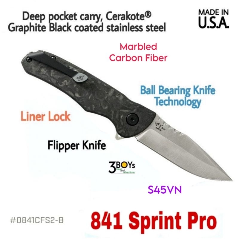 มีด-buck-รุ่น-841-sprint-pro-knife-marbled-carbon-fiber-เหล็ก-s45vn-คมกริบ-พร้อมระบบลูกปืน-เปิดมีดได้รวดเร็ว-ผลิต-usa