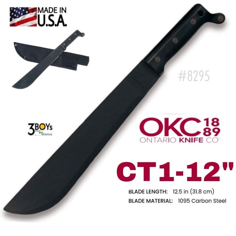 มีด-ontario-รุ่น-machete-ct1-12-มีดเดินป่าคู่ตัวของทหารอเมริกา-ใบมีด-เหล็ก1095-หนา-3-มม-พร้อมปลอกผ้าไนล่อน-ผลิต-usa