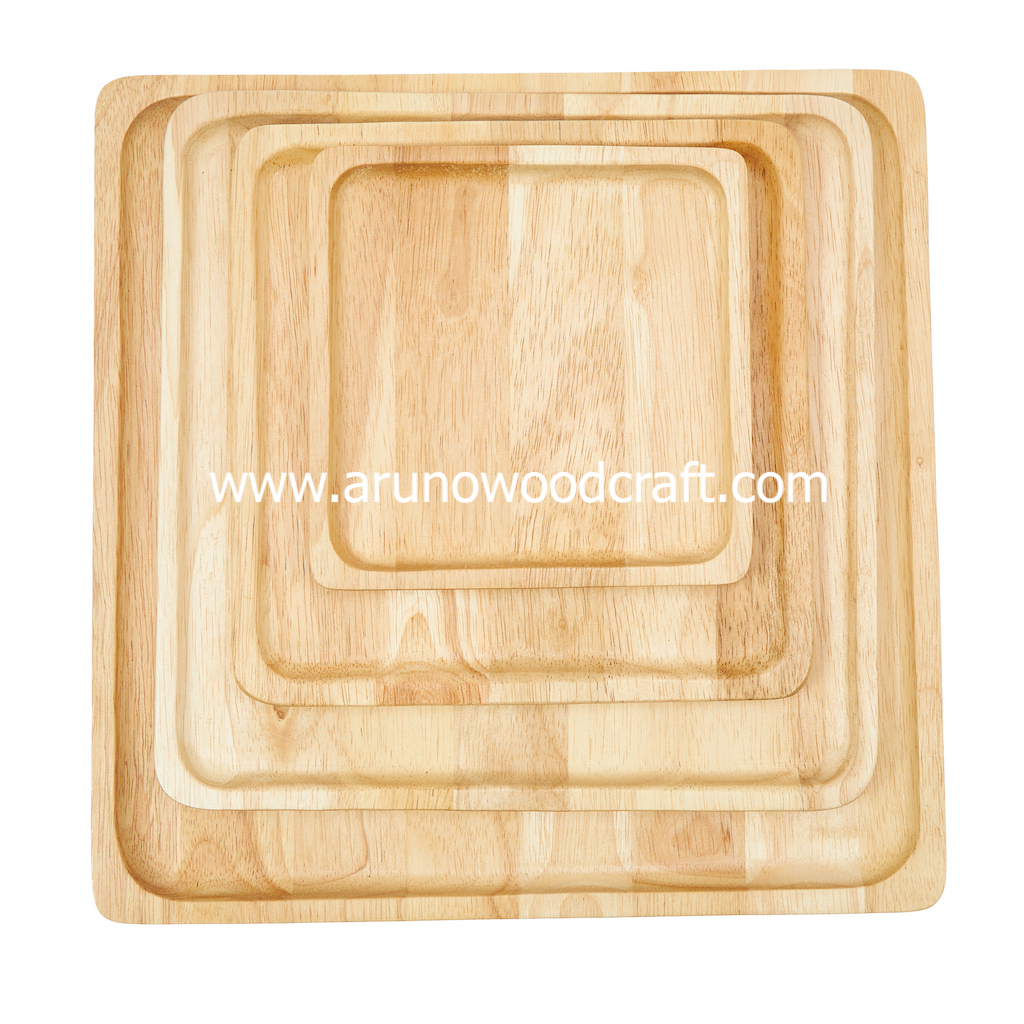 จานเหลี่ยมยางพาราจัตุรัส-l-rubber-wood-square-plate