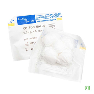 สำลีก้อน ไทยก๊อซ 25 ซอง [1 ห่อ] ปลอดเชื้อ ใช้ง่าย และสะดวกในการพกพา | Thai Gauze Sterile Cotton Balls