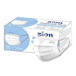 Zion Disposable Mask 🍭หน้ากากอนามัยทางการแพทย์ แมสคุณภาพพรีเมียม ไม่เจ็บหู หนา 3 ชั้น 1 กล่อง 50 ชิ้น มีอย.