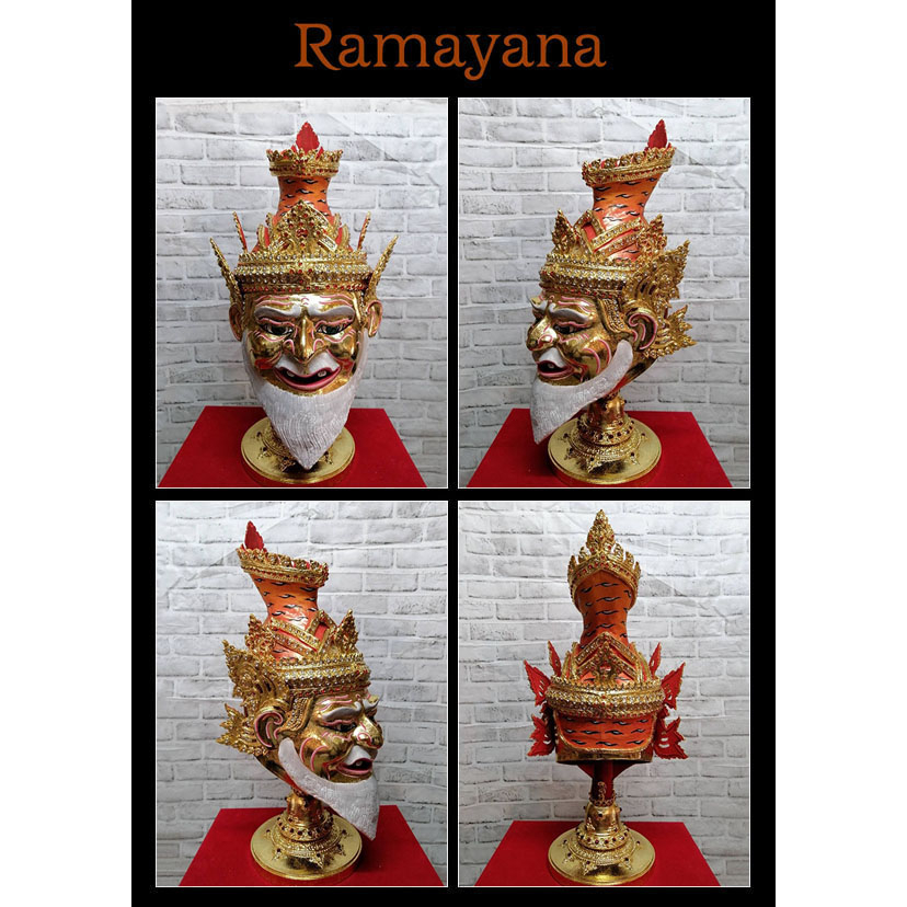 หัวโขน-รามเกียรติ์-ramayana-ban-ruk-bharata-muni-head-statue-พระภรตมุนี-1-1-wearable