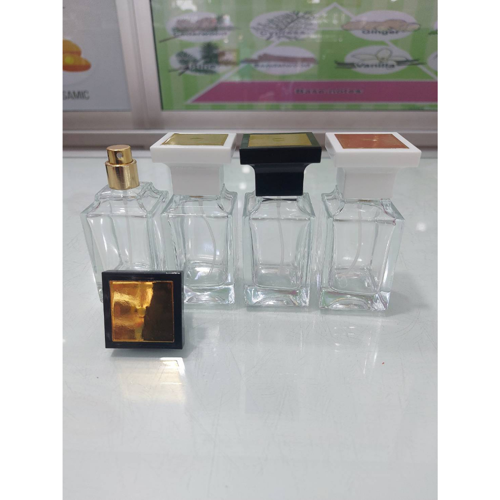 ขวดสเปรย์แก้วทอมฟรี-50-ml-ขวด-หัวสเปรย์-ฝาปิด-ขวดแก้วใส-ขวดน้ำหอม-ใช้บรรจุน้ำหอม-และของเหลว-ขวดรีฟิล-สินค้าคุณภาพ-พร้