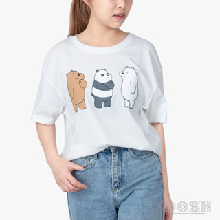 DOSH WOMENS CROPPED TOPS WE BARE BEARS เสื้อยืดทรงครอปหลวม ผู้หญิงFBBWT1033-OW