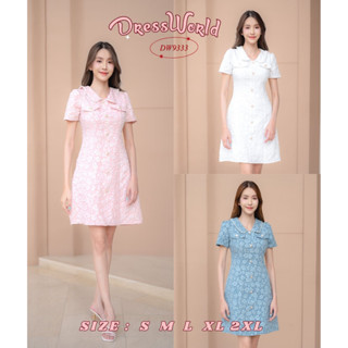 fairyangelstore - เดรสผ้าทอลายนูนแต่งกระดุม (DW9333) #พร้อมส่ง #เดรสทำงาน #เดรสแฟชั่น #เดรสสวย #เดรสน่ารัก #เดรสสั้น