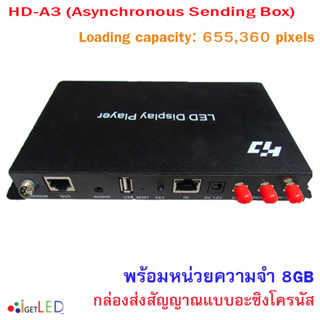 กล่องควบคุมป้ายไฟวิ่ง กล่องสัญญาณแผงจอ LED HD-A3 (Asynchronous Sending Box) ส่งข้อมูลผ่านมือถือ LED control