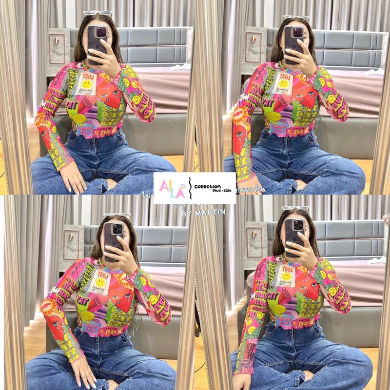 เสื้อซีทรูลวดลาย-สาวอวบ-aila-plussize