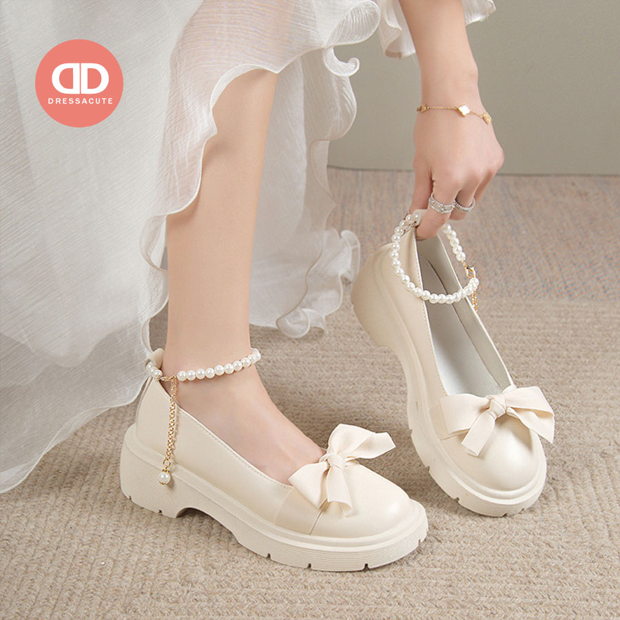 น่ารักมาก-7013-รองเท้าผู้หญิง-mary-jane-สร้อยข้อเท้าประดับมุกสวยหรู-สไตลืเกาหลี