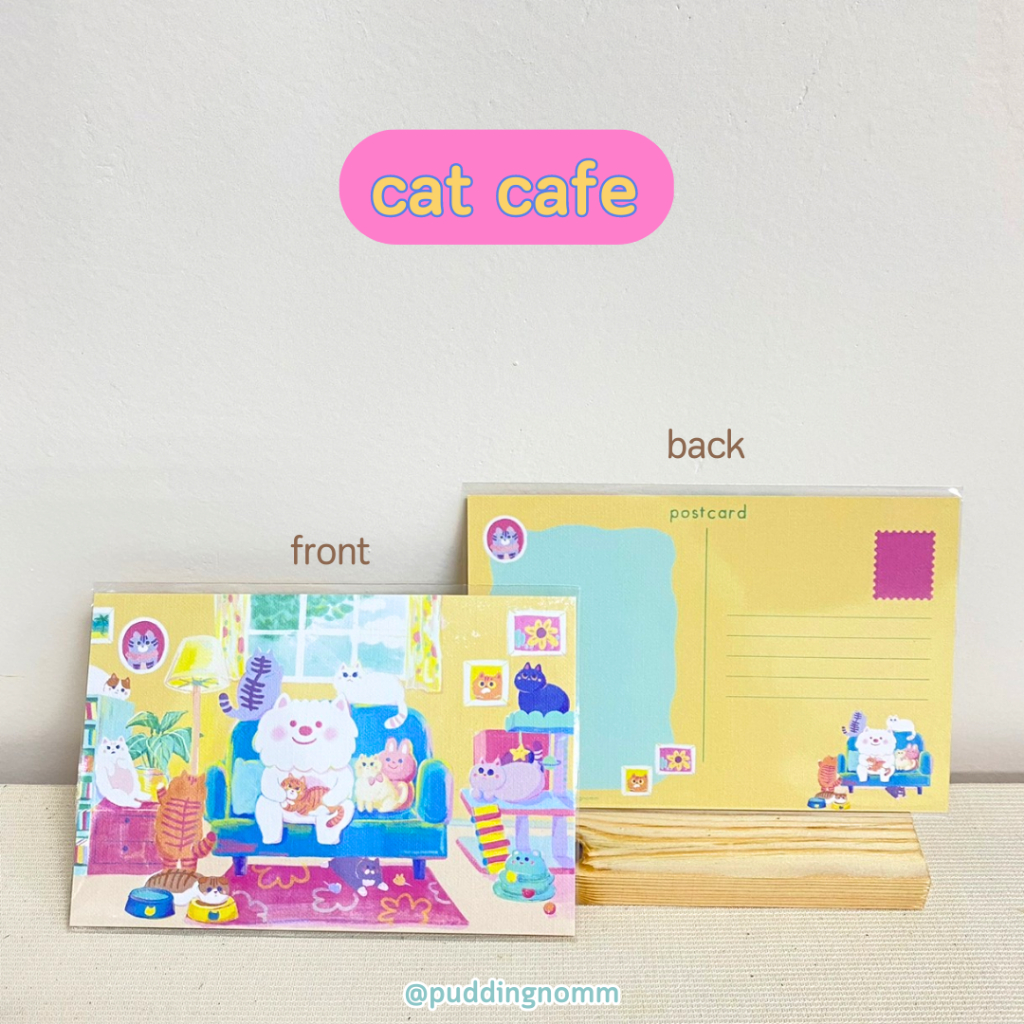 ใหม่-postcard-โปสการ์ด-น่ารัก-กระดาษแคนวาส-มี-2-ด้าน-เขียนคำยินดี-ตกแต่งห้อง-congrats-card-puddingnomm