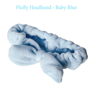 Fluffy Headband - Baby Blue ที่คาดผม ขนฟูนุ่มนิ่ม ที่คาดผมแต่งหน้า สไตส์เกาหลี