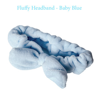 Fluffy Headband - Baby Blue ที่คาดผม ขนฟูนุ่มนิ่ม ที่คาดผมแต่งหน้า สไตส์เกาหลี