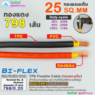 BIFLEX สายไฟ 25 Sq.mm (ทองแดงเต็ม) PVC/TPE 600/1000V สายเชื่อม สายไฟฉนวน TPE สำหรับงานเชื่อม และงานที่ต้องใช้กระแสไฟสูง