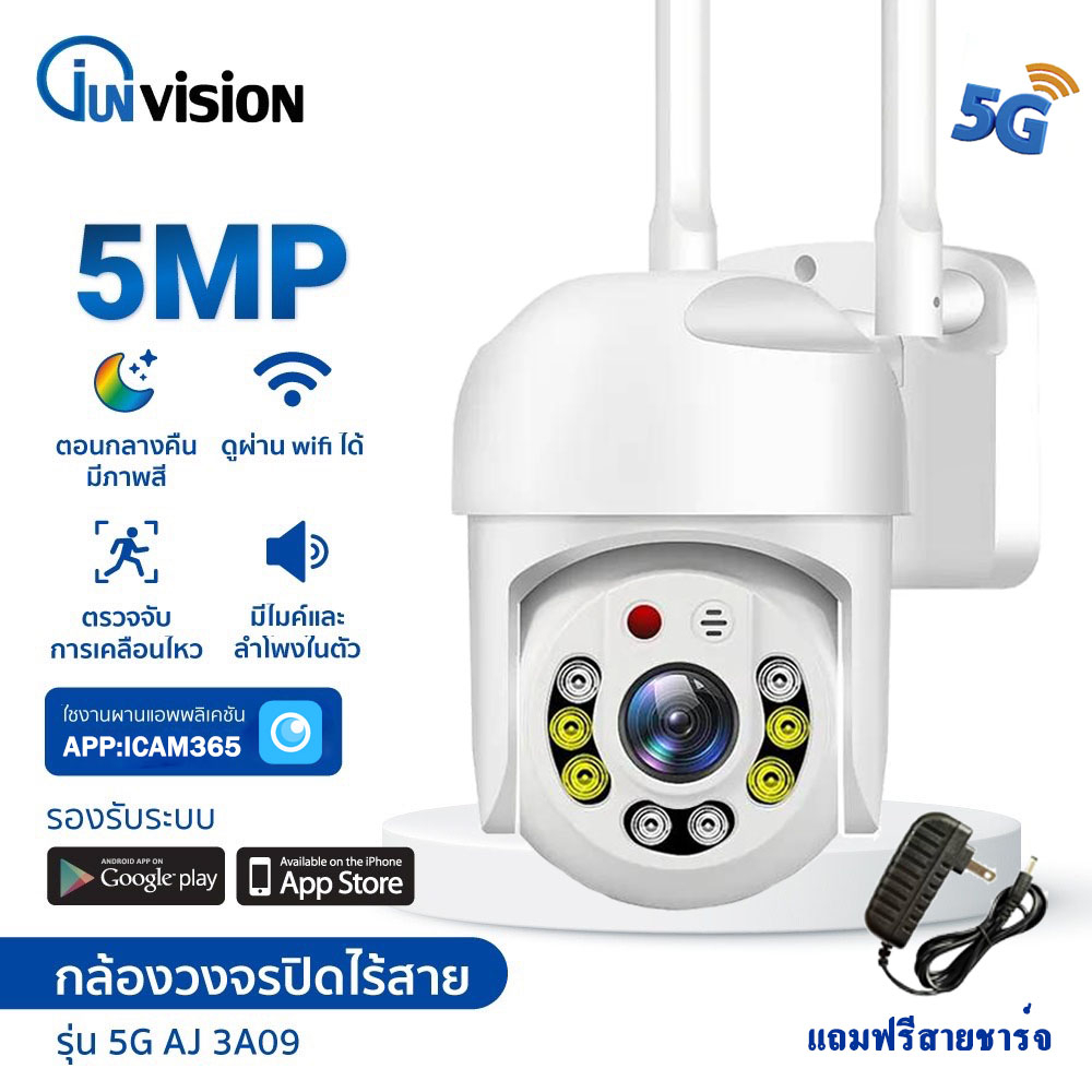 ภาพหน้าปกสินค้ากล้องวงจรปิด 5G​ 5ล้านพิกเซล MINI ptz outdoor WIFI ip camera HD 5MP​ wifi ภาพคมชัด กล้องกันน้ำ​ หมุนได้360 APP ICAM365