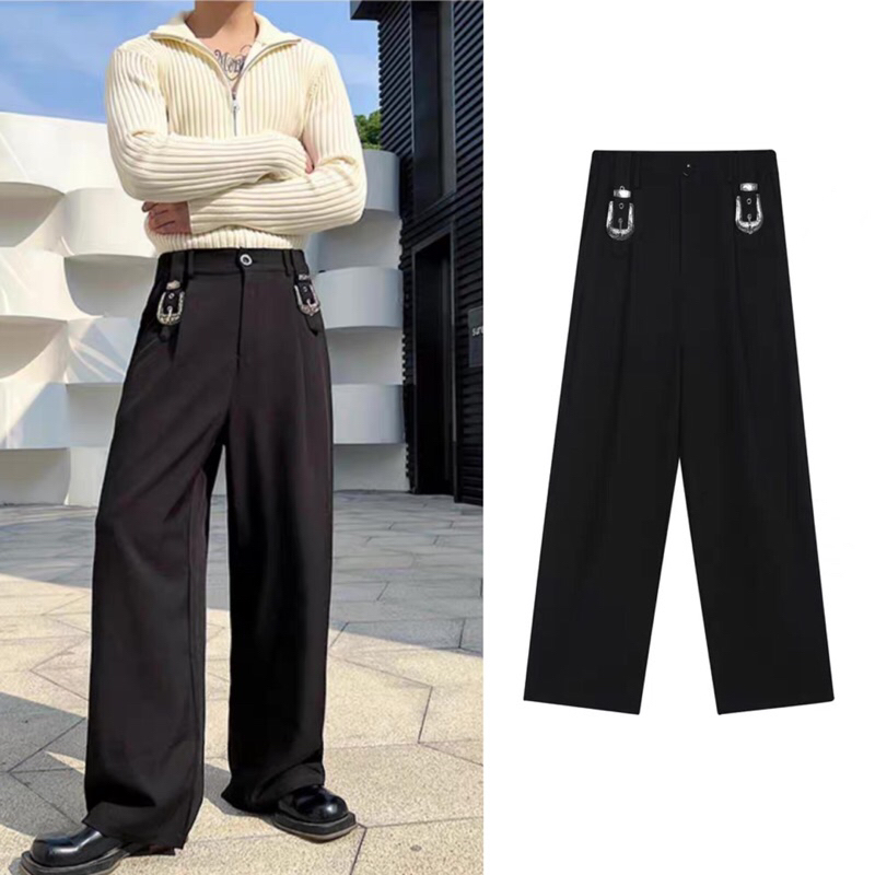 korea-street-pants-กางเกงทรงกระบอกสตรีท-แต่งหัวเข็มขัดเท่ๆ