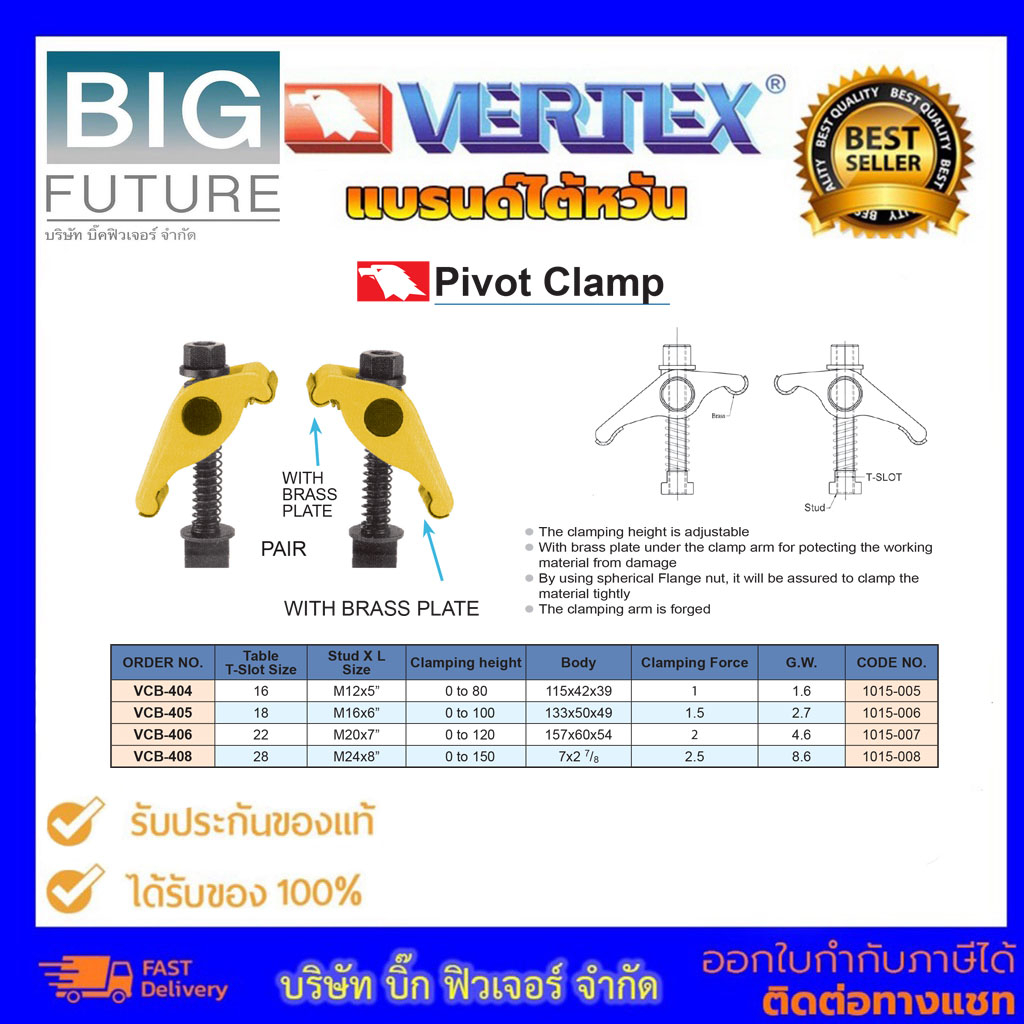 vertex-pivot-clamp-pair-รุ่น-vca-405-2pcs-set-แบรนด์ไต้หวัน-อุปกรณ์ช่าง-เครื่องมือช่าง-งานกลึง-งานมิลลิ่ง-bigfuture