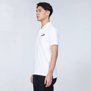 WHITE CUSTOM FIT POLO SHIRT WITH EMBROIDERED LOGO เสื้อโปโลสีขาวปักโลโก้ทรงคัสตอมฟิต