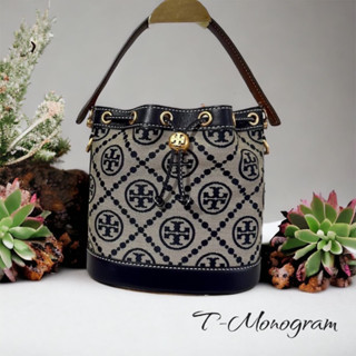 Tory Burch T Monogram Jacquard Bucket Bag ของแท้100% จาก shop USA