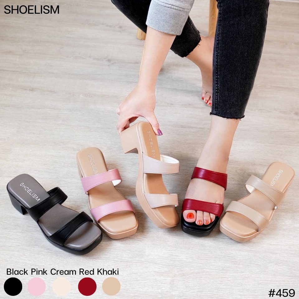 459-รองเท้าส้นสูง-รองเท้าเปิดส้น-ส้นตึก-แมกซี่2-5-คาดหน้าสองตอน-ใส่ทำงานก็ดี