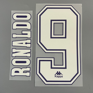 เบอร์ชื่อ ติดเสื้อฟุตบอล ย้อนยุค บาร์เซโลน่า 1997  9 RONALDO แบบเฟลค Barcelona 1997-98