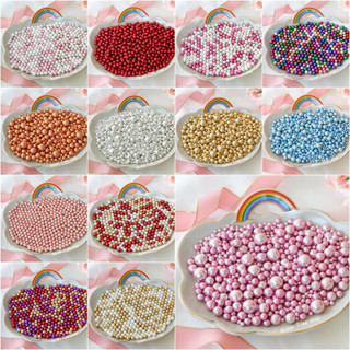 เม็ดมุกเงาวาวแต่งเค้ก คัพเค้ก เบเกอรี่ 25 / 50 สีสวย ราคาถูก Sugar Sprinkles เม็ดมุกแต่งเค้ก น้ำตาลแต่งเค้ก