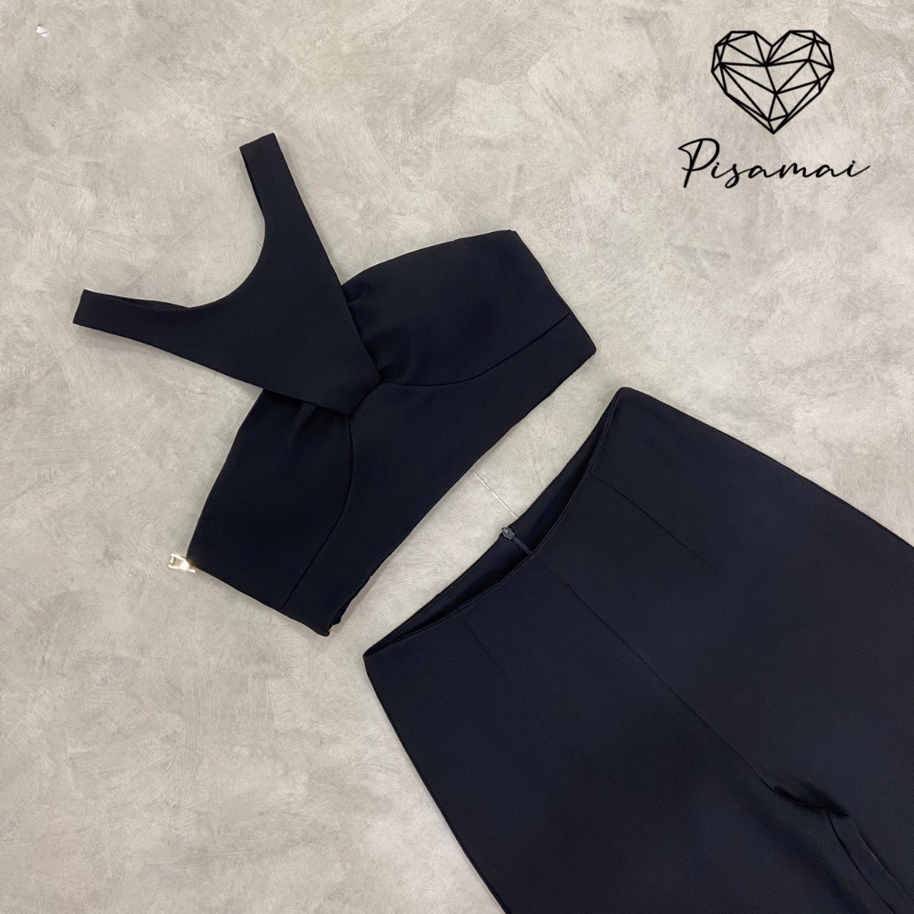 pisamai-เซ็ตเสื้อคล้องคอทรงคอป-มาคู่กับกางเกง-รบกวนเช็คสต๊อกก่อนกดสั่งซื้อ