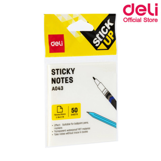 Deli A043 Sticky Note กระดาษโน๊ตสีใส กระดาษโน๊ตกาว (แพ็ค 1 ชิ้น) กระดาษโน๊ต โพสอิท โพสอิทสีใส กระดาษโน๊ตแบบใส เครื่องเขียน อุปกรณ์เครื่องเขียน