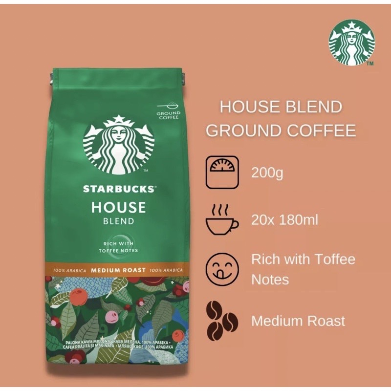 STARBUCKS® House Blend Medium Roast Ground Coffee, 200g bag | Shopee ...