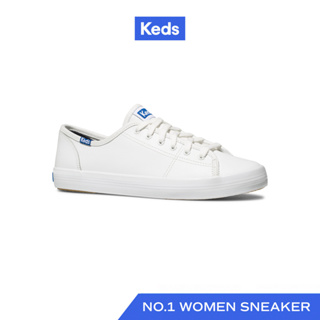 สินค้า KEDS WH57559 รองเท้าผ้าใบหนัง แบบผูกเชือก รุ่น KICKSTART LEATHER สีขาว
