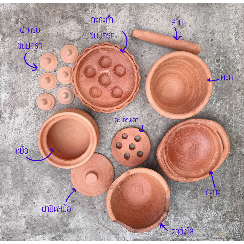 ชุดเครื่องครัว-ดินเผา-สำหรับเด็ก-ชุดของเล่นดินเผา